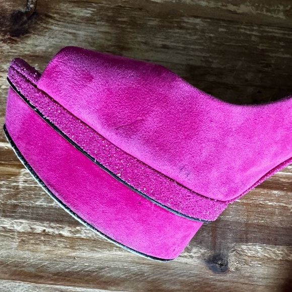 Brian Atwood FLORENCIA pink suede with glitter heels - Picture 12 of 12